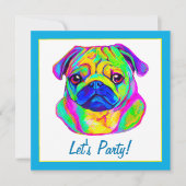 Pug in Colors Birthday Kaart (Voorkant)