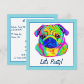 Pug in Colors Birthday Kaart (Voorkant / Achterkant)