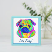 Pug in Colors Birthday Kaart (Staand voorkant)