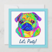 Pug in Colors Birthday Kaart (Voorkant)