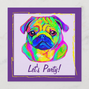 Pug in Colors Birthday Kaart