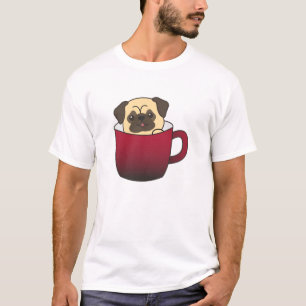 Pug in Cup Funny Animals in koffie of thee T-shirt