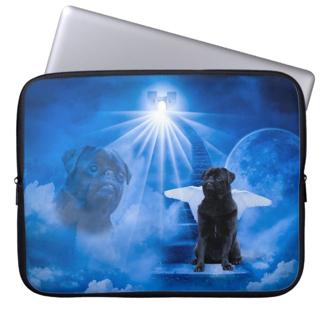 Pug in de hemel als engelensympathie laptop sleeve (Voorkant)