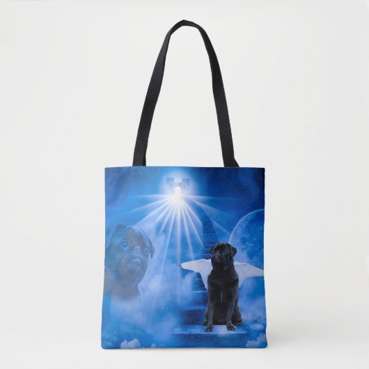Pug in de hemel als engelensympathie tote bag (Voorkant)