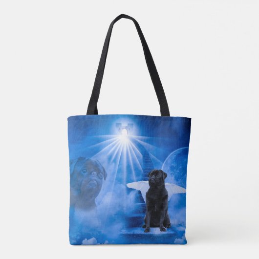 Pug in de hemel als engelensympathie tote bag (Achterkant)