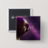 Pug in de ruimte vierkante button 5,1 cm (Voorkant /achterkant)