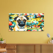 Pug In De Tuin Van Aardse Lusten Canvas Afdruk (Insitu (Woonkamer))