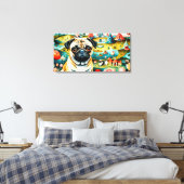 Pug In De Tuin Van Aardse Lusten Canvas Afdruk (Insitu (Slaapkamer))