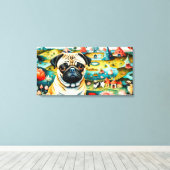 Pug In De Tuin Van Aardse Lusten Canvas Afdruk (Insitu (Houten vloer))