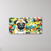 Pug In De Tuin Van Aardse Lusten Canvas Afdruk (Voorkant)