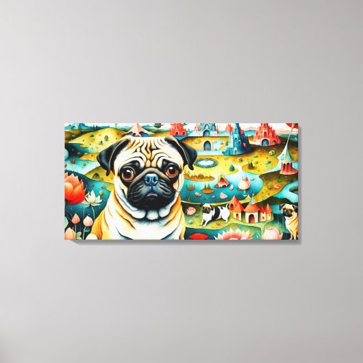 Pug In De Tuin Van Aardse Lusten Canvas Afdruk (Voorkant)