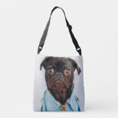 Pug in Denim Jackey Cute Schattig Dog Puppy Crossbody Tas (Achterkant)