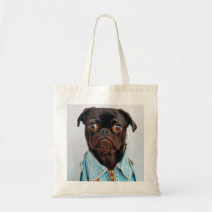 Pug in Denim Jackey Cute Schattig Dog Puppy Tote Bag
