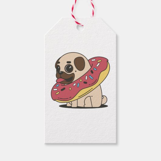 Pug in donut cadeaulabel (Voorkant)