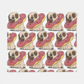 Pug in donut fleece deken (Voorkant (Horizontaal))