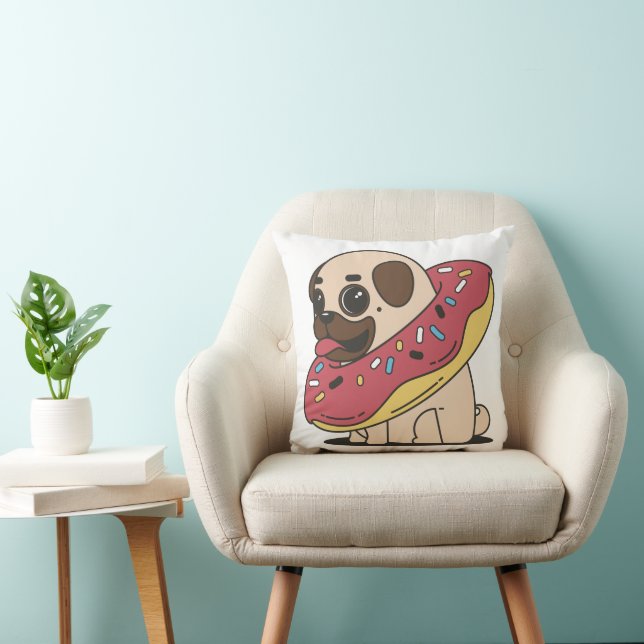 Pug In Donut Kussen (Stoel)