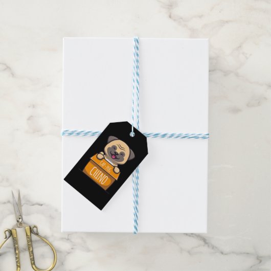 Pug in een beker - Pet-Pug-Chino Cadeaulabel (Met Touw)