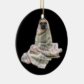 Pug in een Blanket Keramisch Ornament (Rechts)