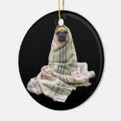 Pug in een Blanket Keramisch Ornament (Links)