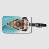 Pug in een handdoek bagagelabel (Voorkant (horizontaal))