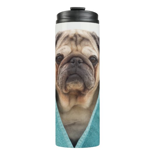 Pug in een handdoek thermosbeker (Voorkant)