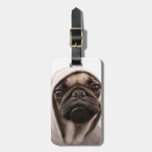 Pug in een hodie bagagelabel