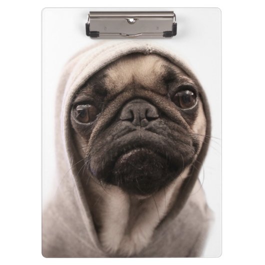 Pug in een hodie klembord (Voorkant)