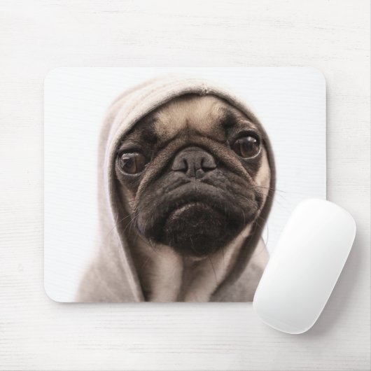 Pug in een hodie muismat (Met muis)