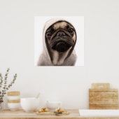 Pug in een hodie poster (Keuken)