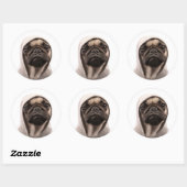 Pug in een hodie ronde sticker (Vel)