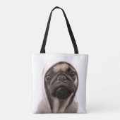 Pug in een hodie tote bag (Achterkant)