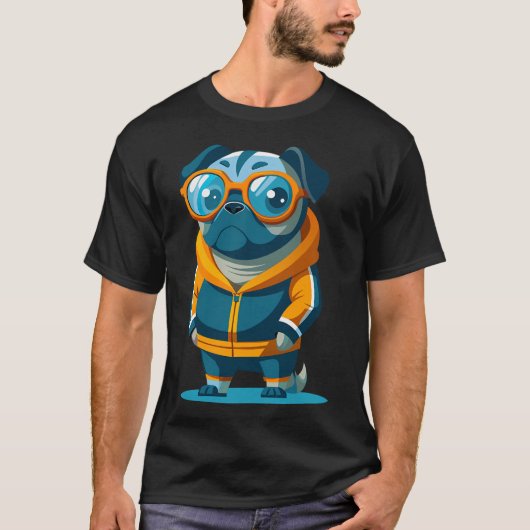 pug in een joggingpak t-shirt (Voorkant)