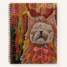 Pug in een kattenkostuum, ongelukkige pug abstract notitieboek