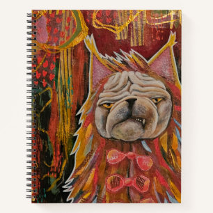 Pug in een kattenkostuum, ongelukkige pug abstract notitieboek