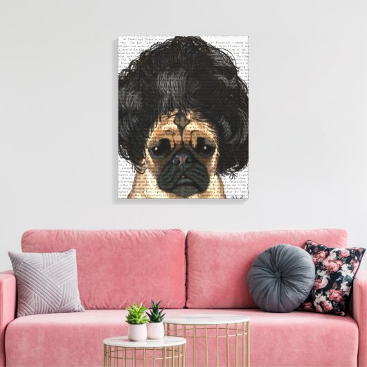Pug in een slechte figuur canvas afdruk (Insitu (Woonkamer))