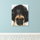 Pug in een slechte figuur canvas afdruk (Insitu (Houten vloer))