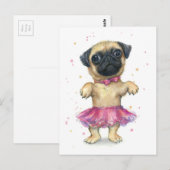 Pug in een Tutu Cute Puppy Painting Briefkaart (Voorkant / Achterkant)