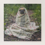 Pug in een zak legpuzzel (Verticaal)