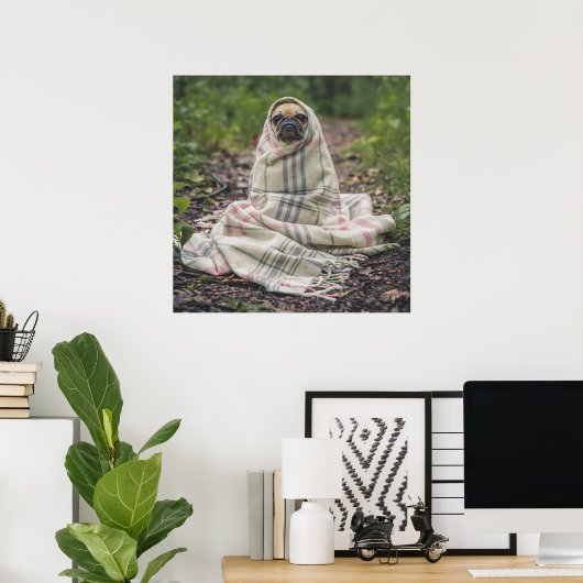 Pug in een zak poster (Thuiskantoor)