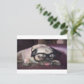 Pug in glas briefkaart (Staand voorkant)