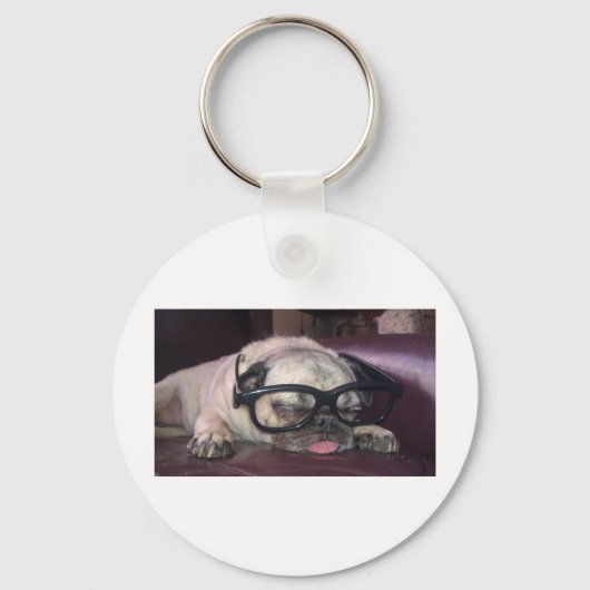 Pug in glas sleutelhanger (Voorkant)