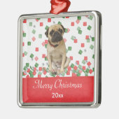 Pug-in-hand gekleurde kerstConfetti Metalen Ornament (Links)