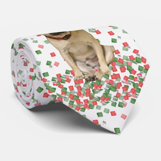 Pug-in-hand gekleurde kerstConfetti Stropdas (Opgerold)