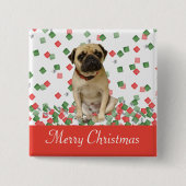 Pug-in-hand gekleurde kerstConfetti Vierkante Button 5,1 Cm (Voorkant)