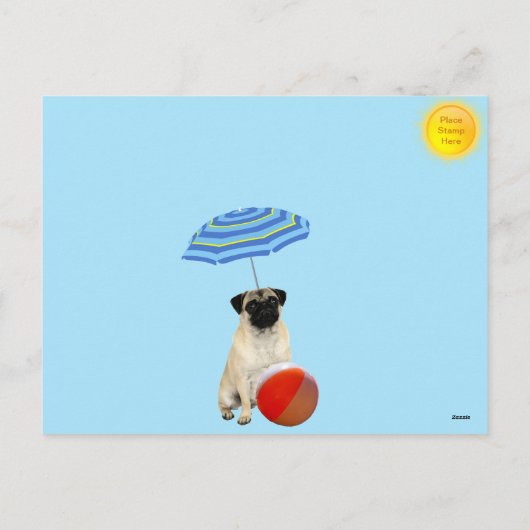 Pug in het Paradise Briefkaart (Achterkant)