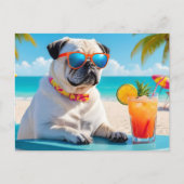 Pug in het Paradise Briefkaart (Voorkant)