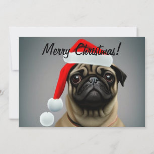 Pug-in-kerstkaart Pet met platte vakantiekaart Feestdagenkaart
