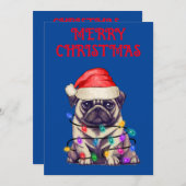 "PUG IN KERSTLICHTJES" KAART (Voorkant / Achterkant)