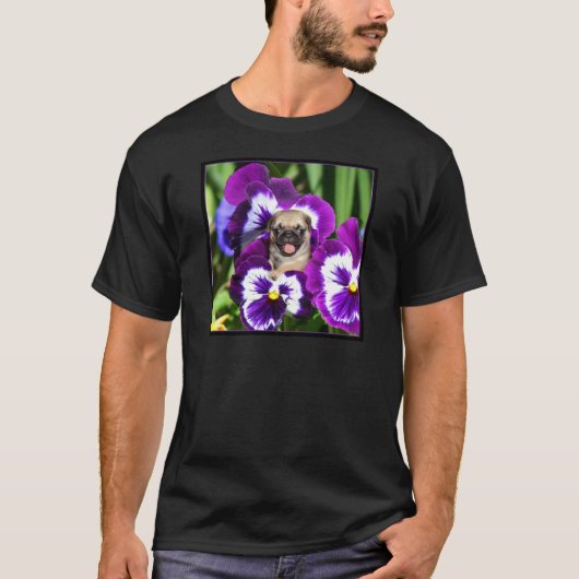Pug in paniekjes t-shirt (Voorkant)