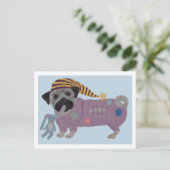 Pug in PJs Briefkaart (Staand voorkant)